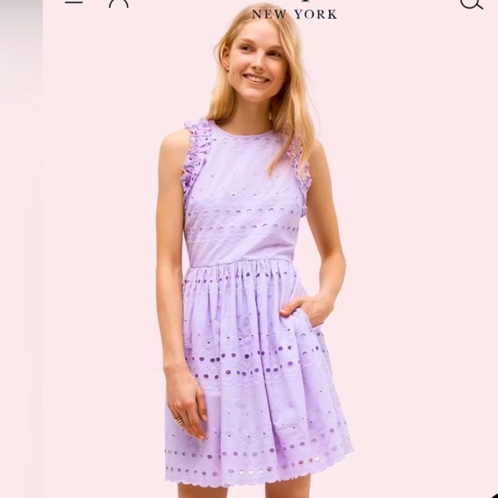 Kate Spade Eyelet Sleeveless Dress, Lilac, Size 6